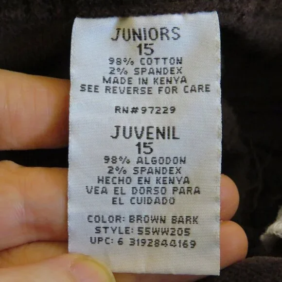 Vintage No Boundaries 98% cotton stretch Rhinestone Buttons Brown Bootcut - Picture 14 of 15